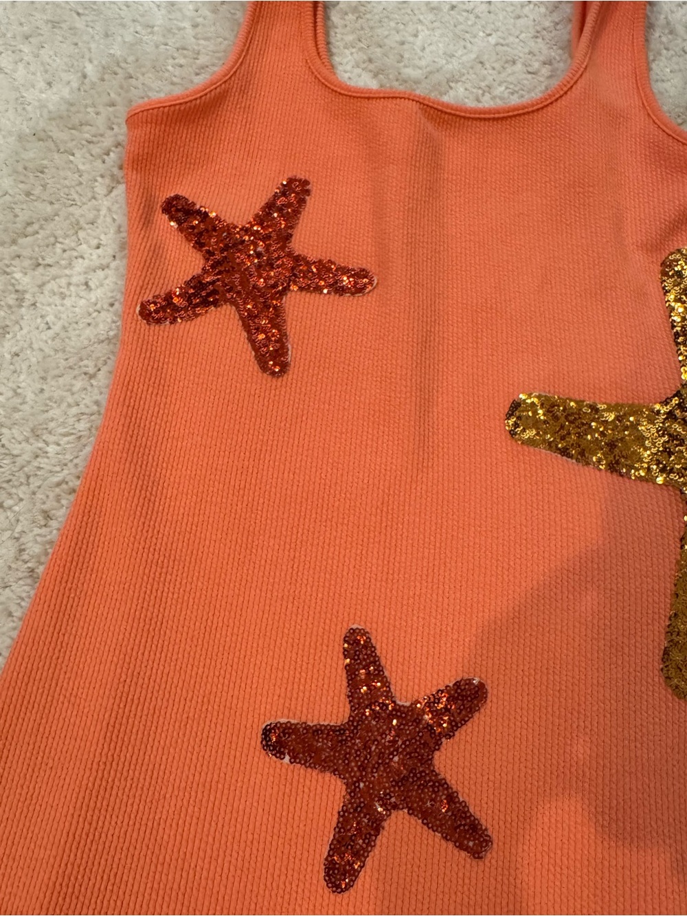 Orange Sequin Starfish Mini Dress - Picture 2 of 3